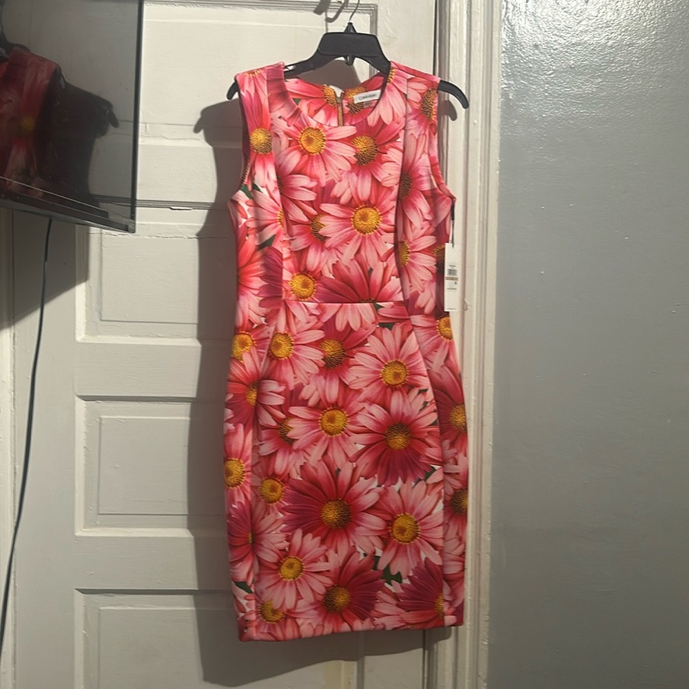Pink flower Calvin Klein dress
